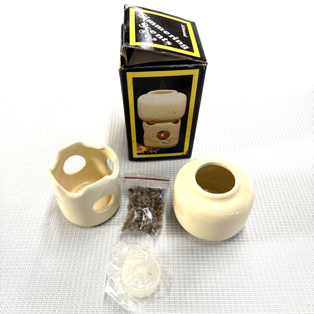 Vintage Simmering Scents 2 Piece Potpourri Simmer Pot NOS New Old Stock Ceramic
